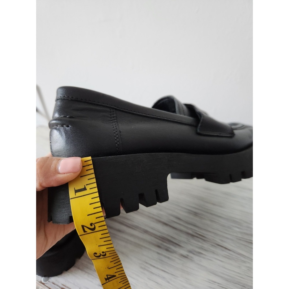 STEVE MADDEN Lawrence Black Leather Slip On Loafers Women's Shoes Size 8M - Picture 8 of 11